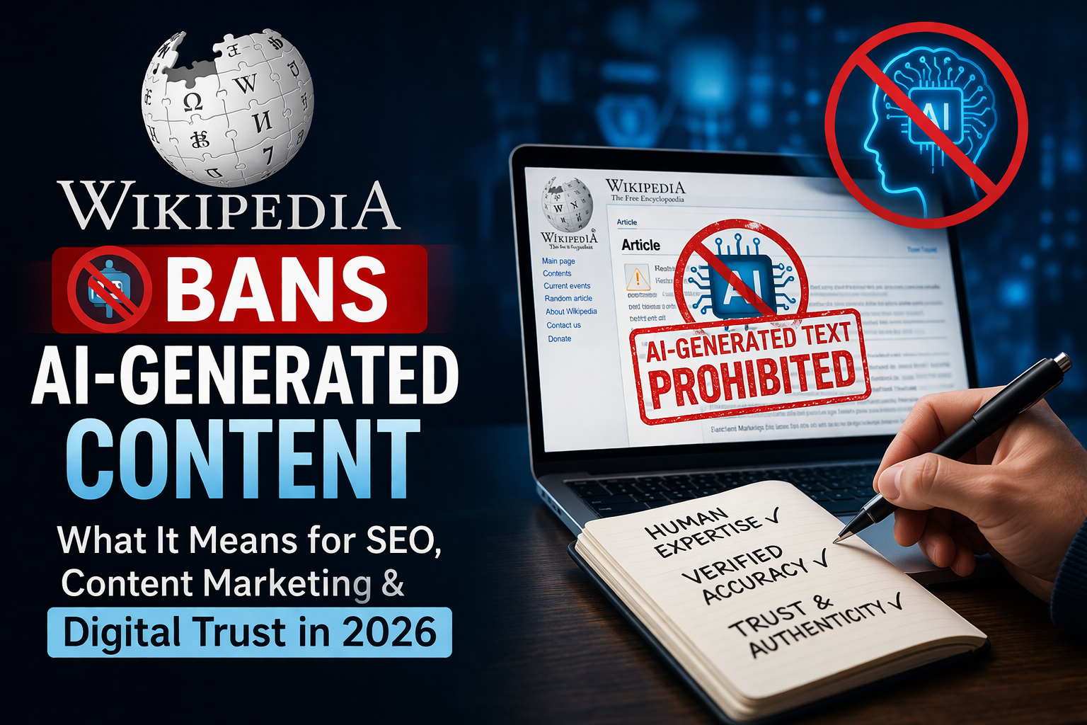 Wikipedia Bans AI-Generated Content: What It Means for SEO, Content Marketing & Digital Trust in 2026